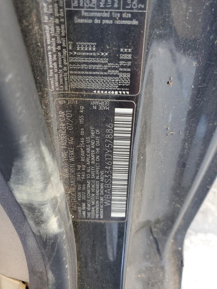 2001 BMW 325 Ci VIN: WBABS33461JY57886 Lot: 92257905