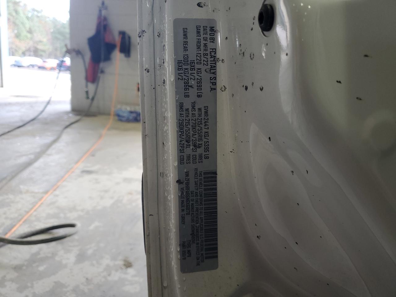 2022 Ram Promaster City Utility / Service Van VIN: ZFBHRFAB6N6X68178 Lot: 92001655