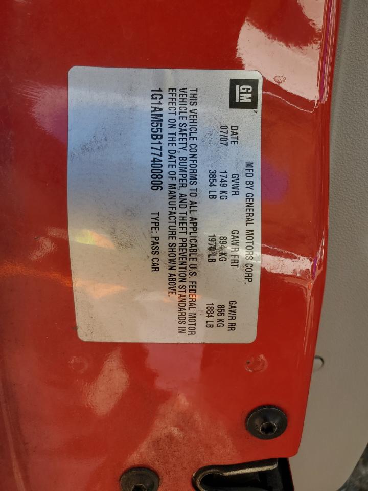 2007 Chevrolet Cobalt Ss VIN: 1G1AM55B177400806 Lot: 90815635