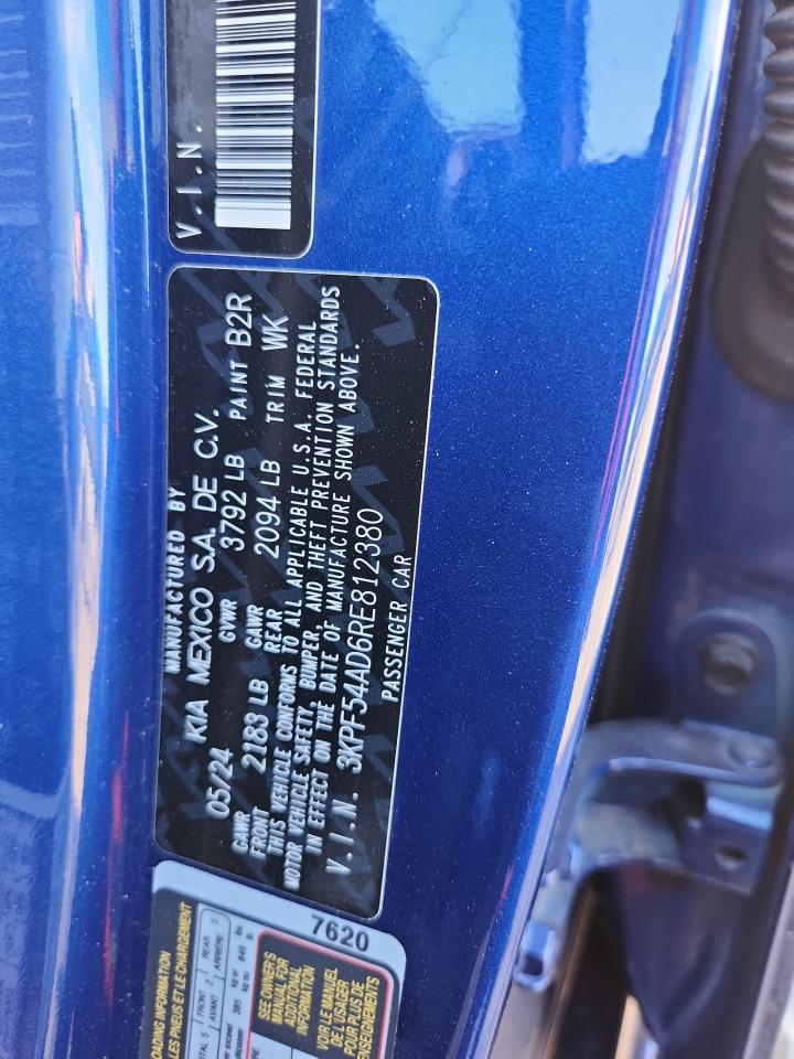 2024 Kia Forte Gt Line VIN: 3KPF54AD6RE812380 Lot: 91683685