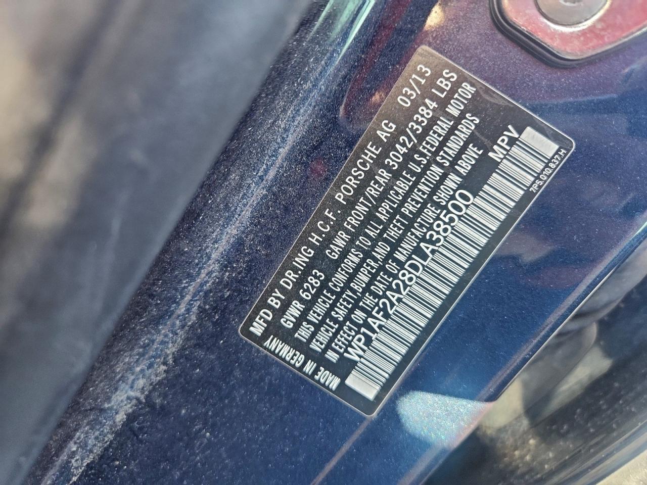 2013 Porsche Cayenne VIN: WP1AF2A28DLA38500 Lot: 93783685