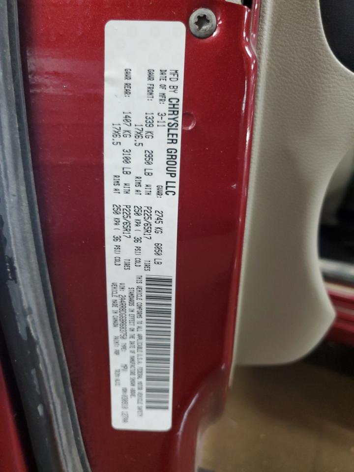 2011 Chrysler Town & Country Touring L VIN: 2A4RR8DG6BR683750 Lot: 93543055