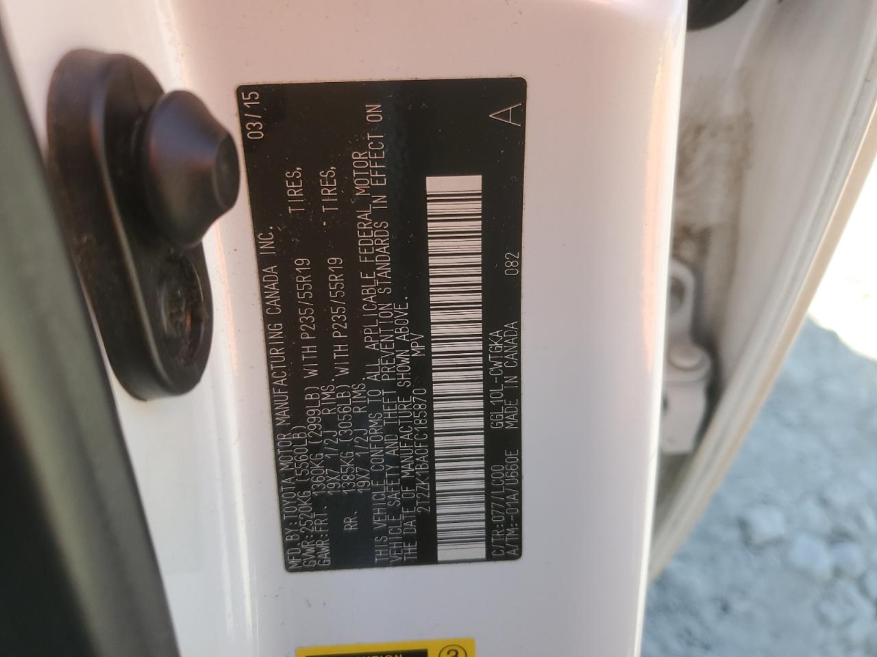 2015 Lexus Rx 350 VIN: 2T2ZK1BA0FC185870 Lot: 92310955