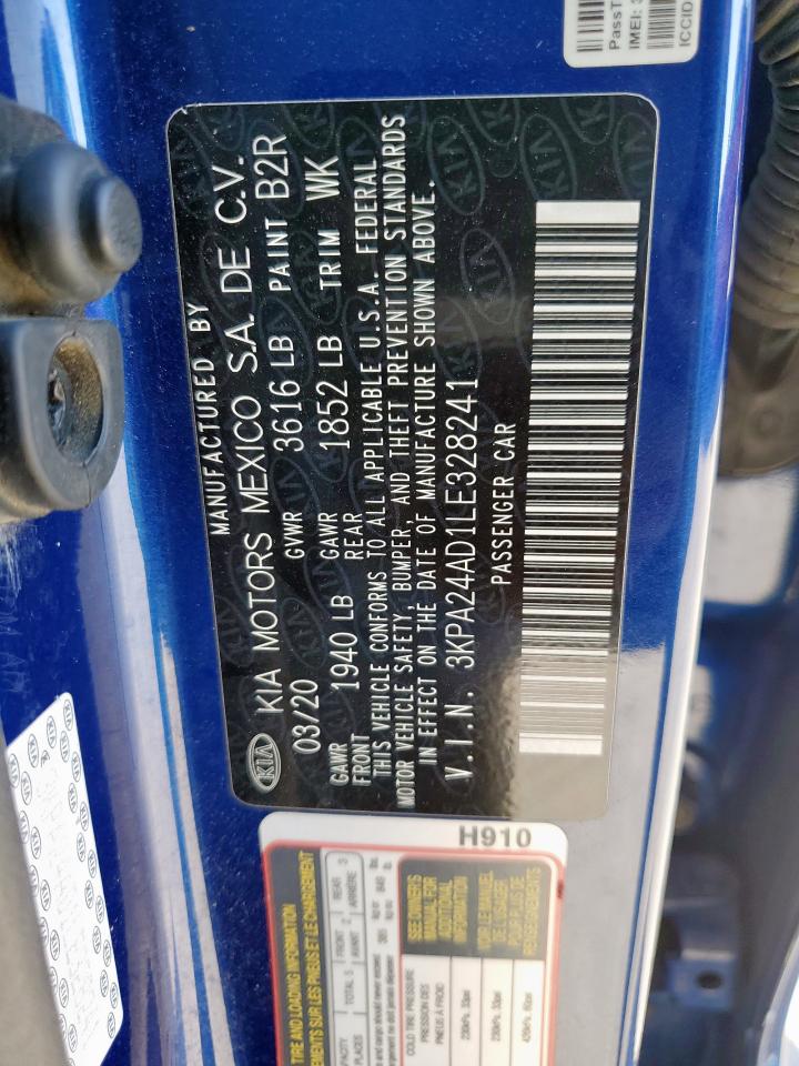 2020 Kia Rio Lx VIN: 3KPA24AD1LE328241 Lot: 92397395