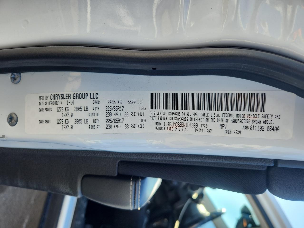 2014 Jeep Cherokee Latitude VIN: 1C4PJMCS2EW180909 Lot: 93175335