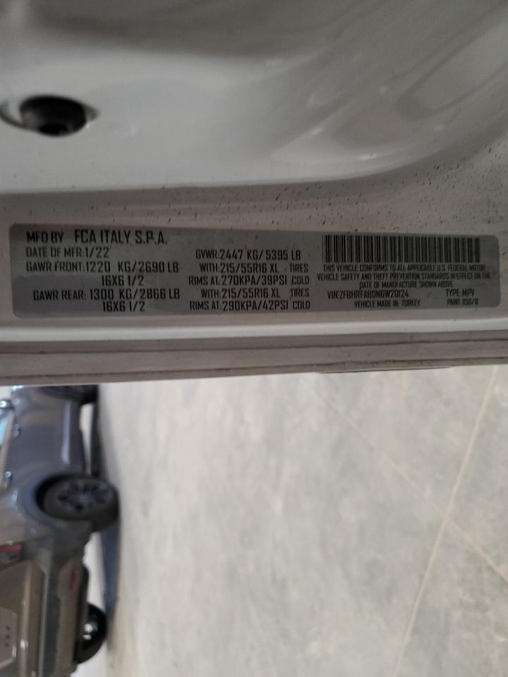 2022 Ram Promaster City Tradesman VIN: ZFBHRFAB0N6W20124 Lot: 91285385