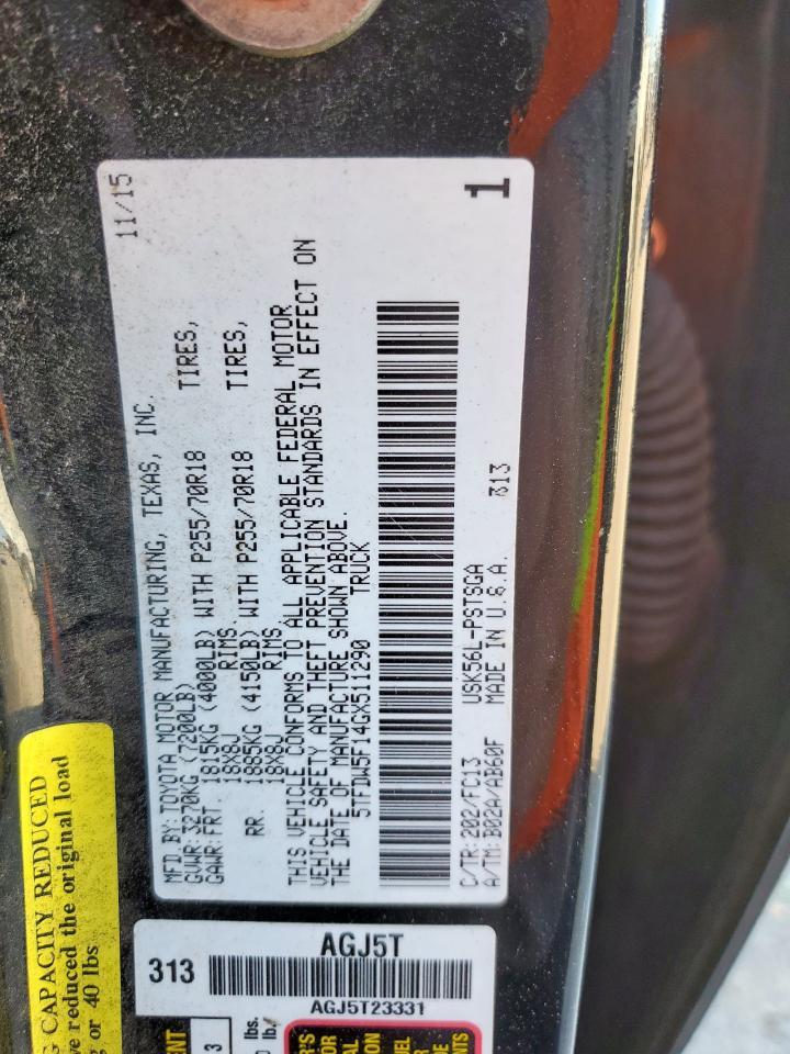 2016 Toyota Tundra Crewmax Sr5 VIN: 5TFDW5F14GX511290 Lot: 92033915