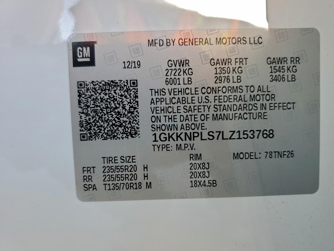 2020 GMC Acadia Denali VIN: 1GKKNPLS7LZ153768 Lot: 90645505