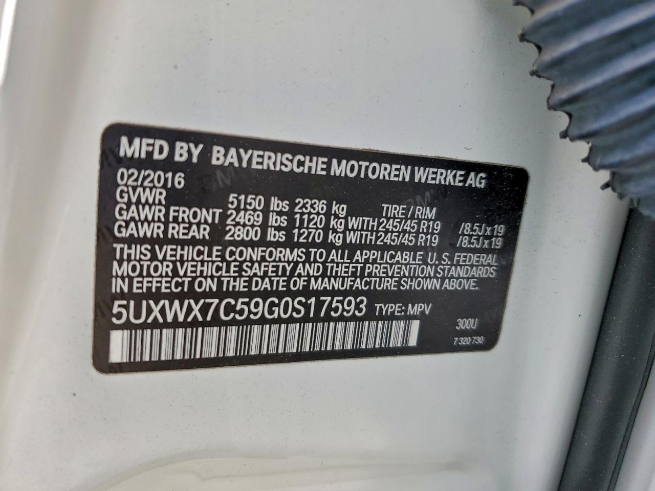 2016 BMW X3 xDrive35I VIN: 5UXWX7C59G0S17593 Lot: 92091105