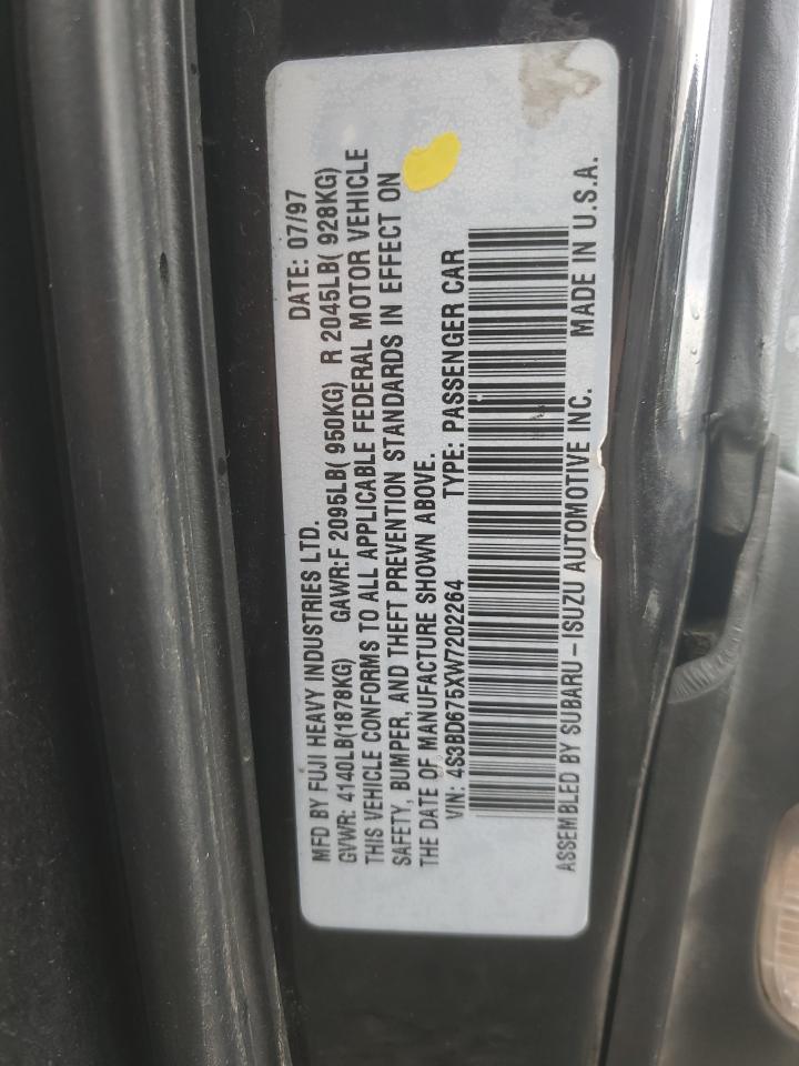 1998 Subaru Legacy Gt VIN: 4S3BD675XW7202264 Lot: 92479695