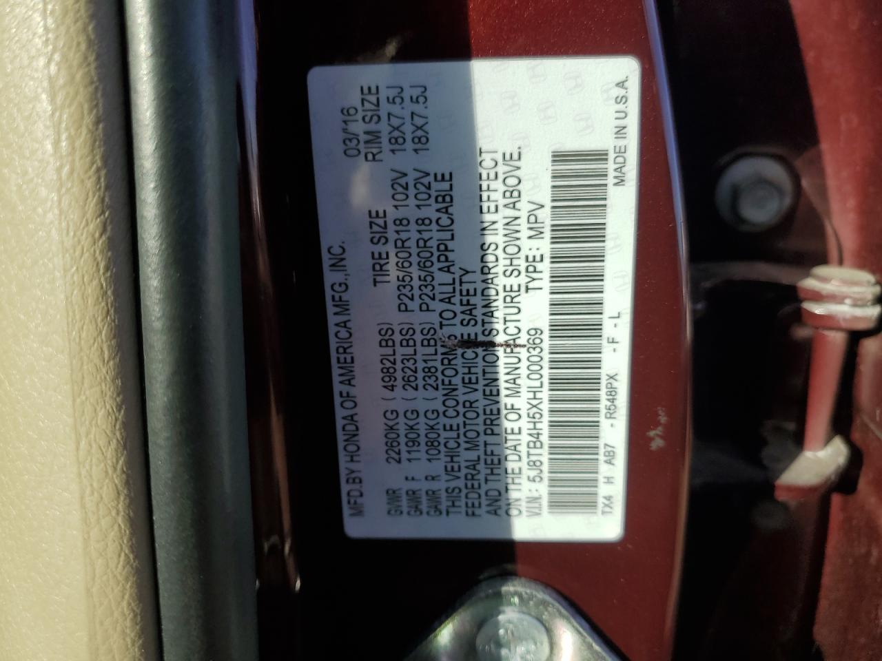 2017 Acura Rdx Technology VIN: 5J8TB4H5XHL000369 Lot: 92676365