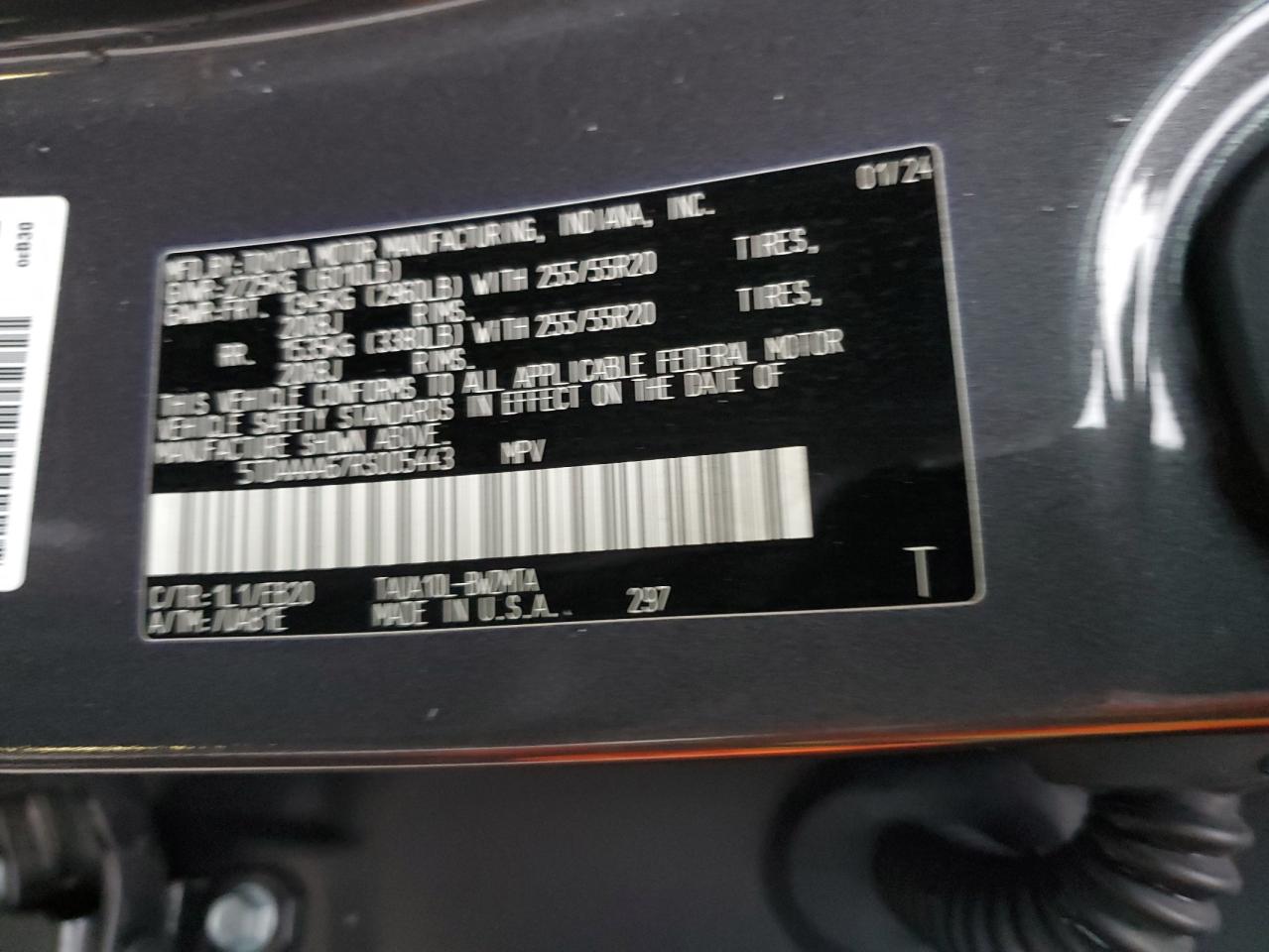 2024 Lexus Tx 350 Base VIN: 5TDAAAA67RS005443 Lot: 92749345