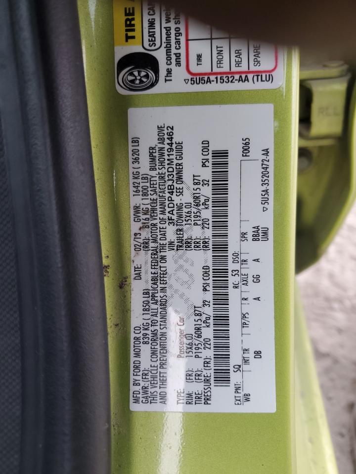 2013 Ford Fiesta Se VIN: 3FADP4BJ3DM194462 Lot: 93233545