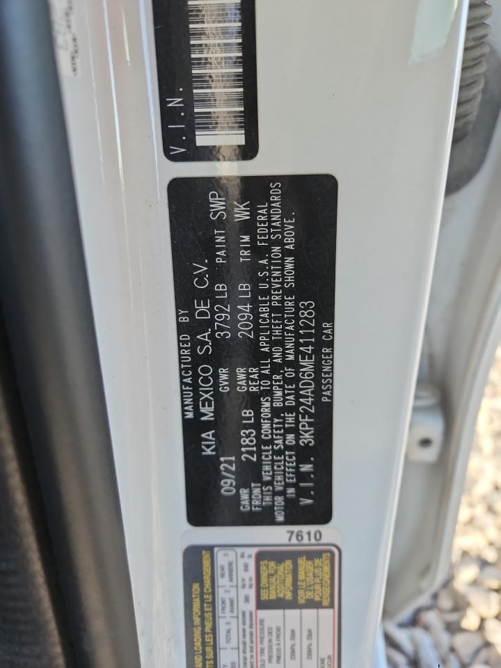 2021 Kia Forte Fe VIN: 3KPF24AD6ME411283 Lot: 90133725