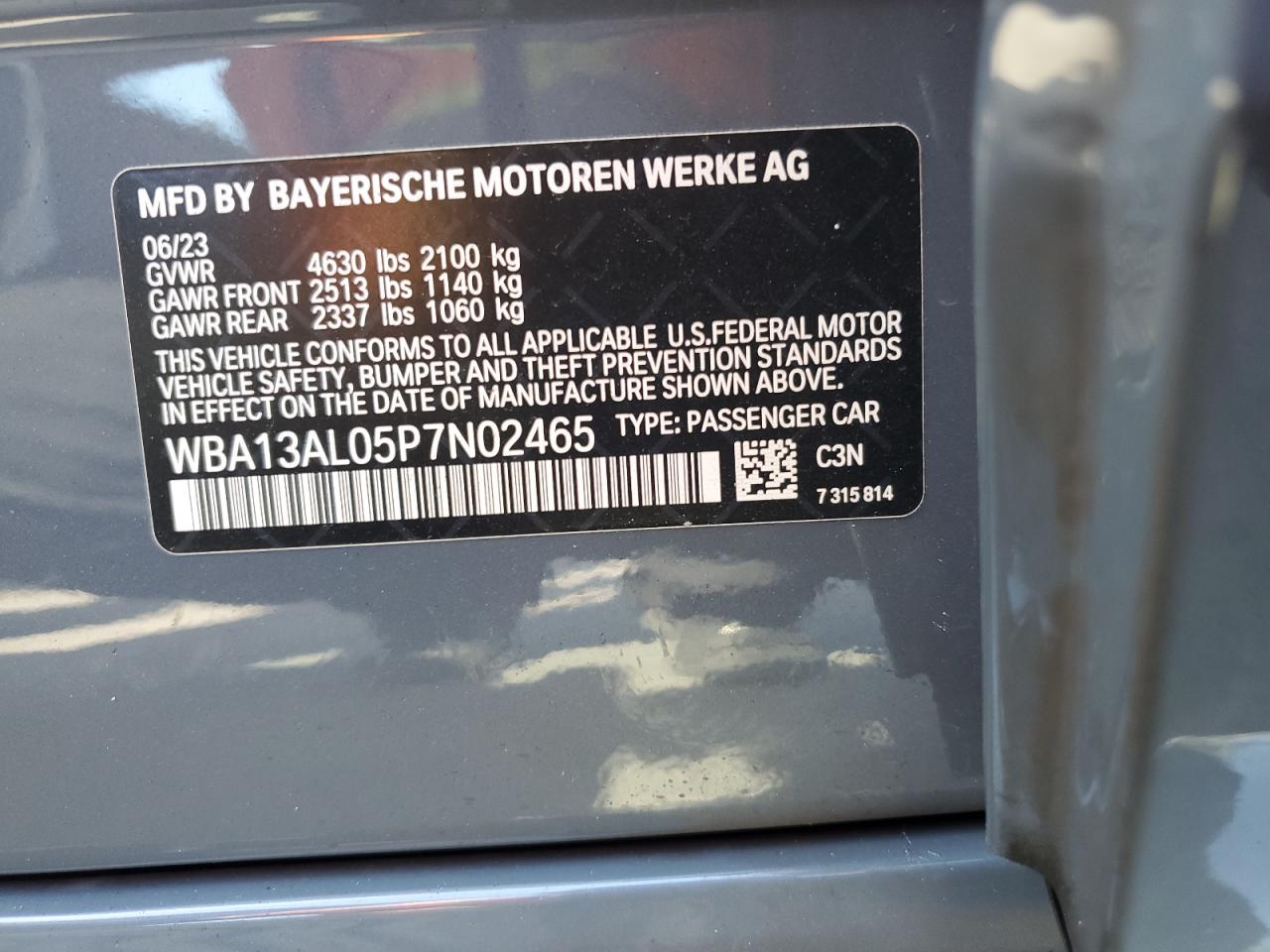 2023 BMW M235Xi VIN: WBA13AL05P7N02465 Lot: 91567755