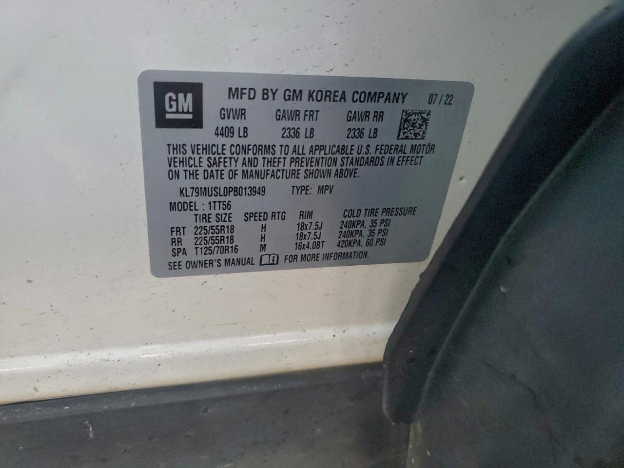 2023 Chevrolet Trailblazer Rs VIN: KL79MUSL0PB013949 Lot: 94487675