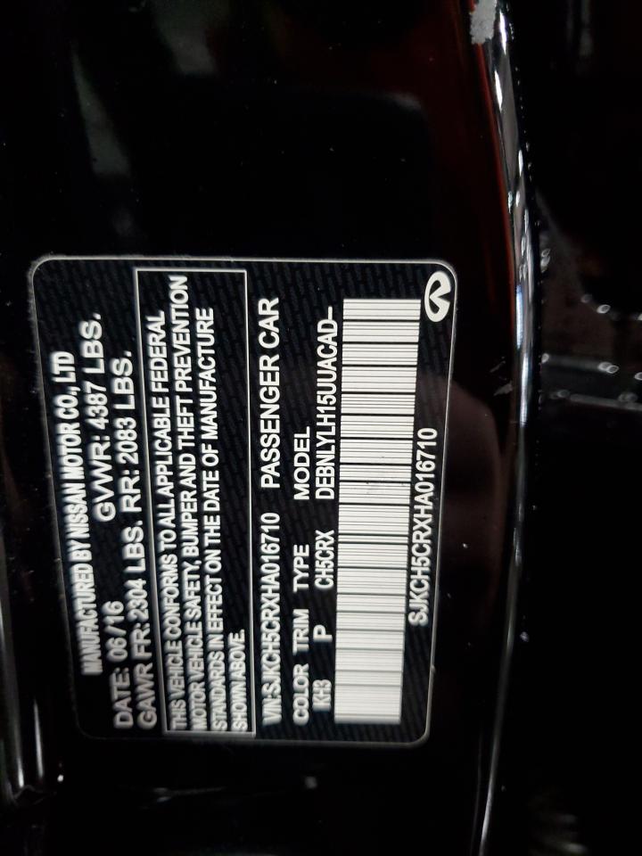 2017 Infiniti Qx30 Base VIN: SJKCH5CRXHA016710 Lot: 92528095