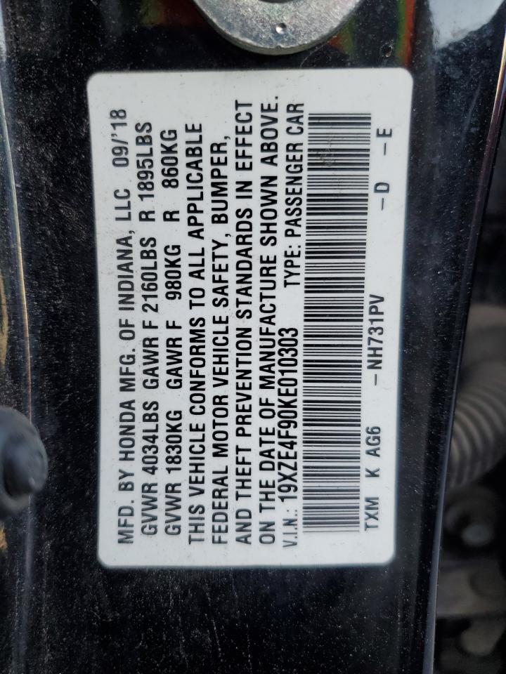 2019 Honda Insight Touring VIN: 19XZE4F90KE010303 Lot: 92746055