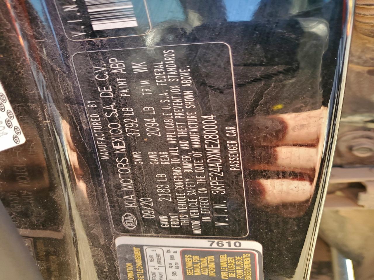 2021 Kia Forte Fe VIN: 3KPF24ADXME280004 Lot: 94219375