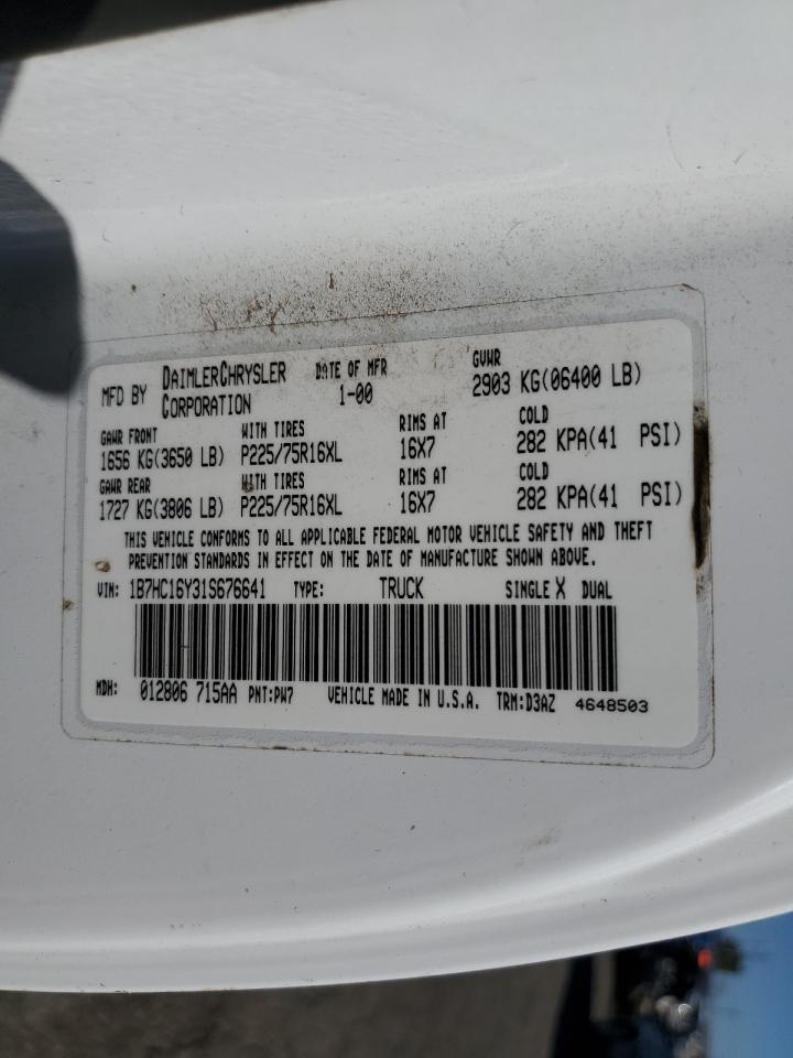 2001 Dodge Ram 1500 VIN: 1B7HC16Y31S676641 Lot: 91893965