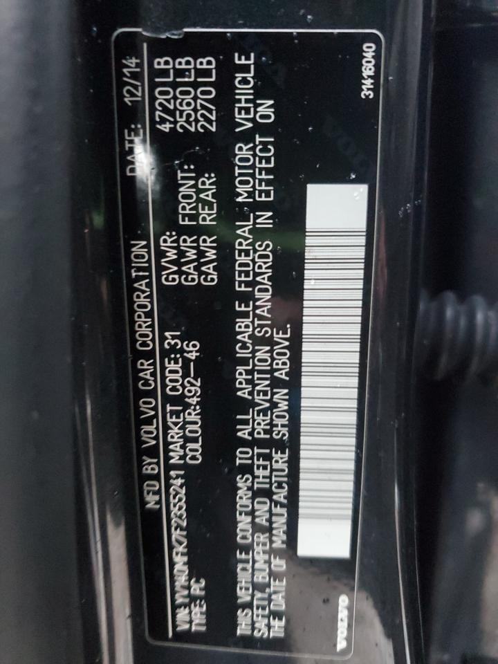 2015 Volvo S60 Premier VIN: YV140MFK7F2355241 Lot: 91913945