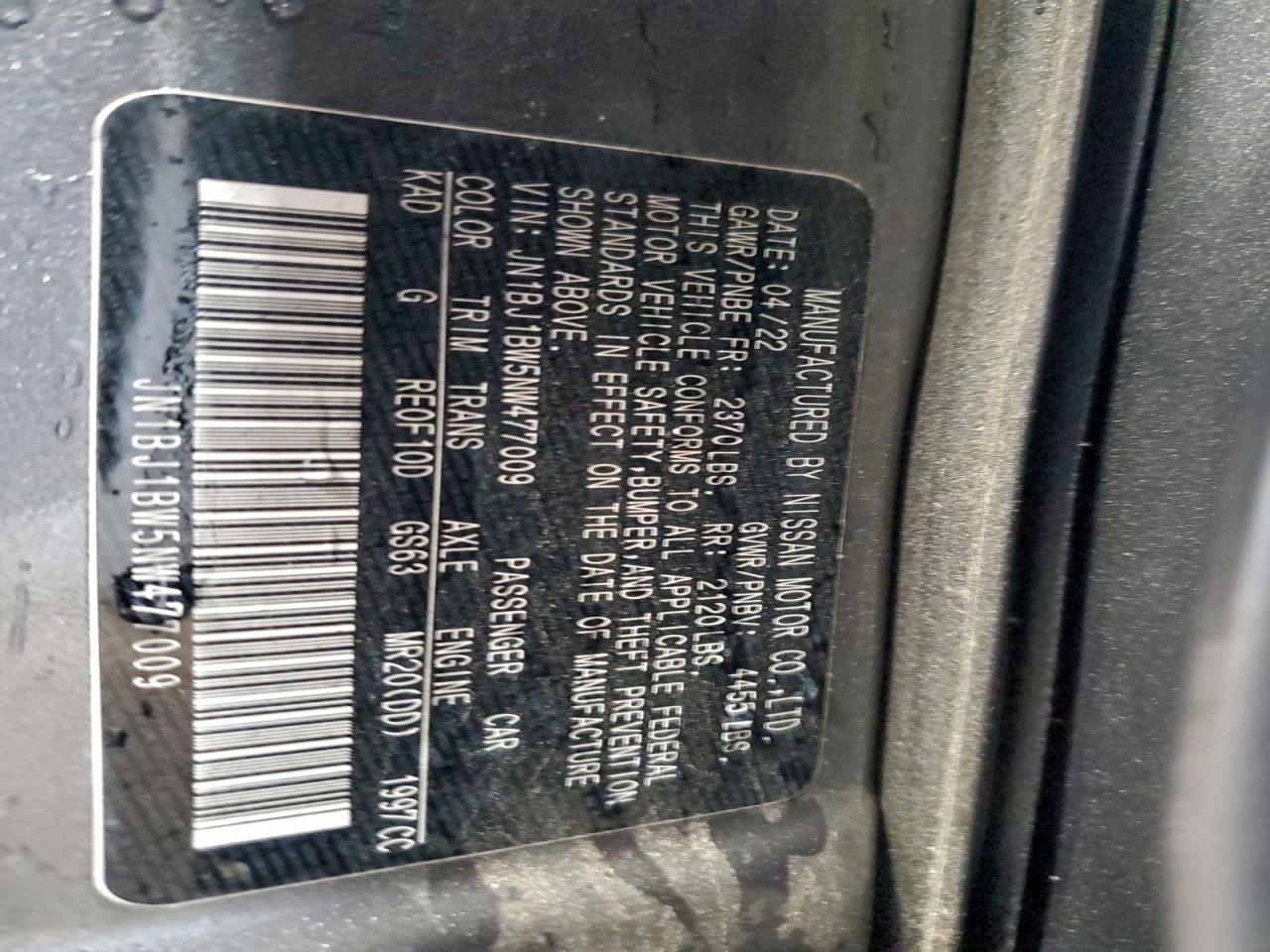 2022 Nissan Rogue Sport Sv VIN: JN1BJ1BW5NW477009 Lot: 94082765