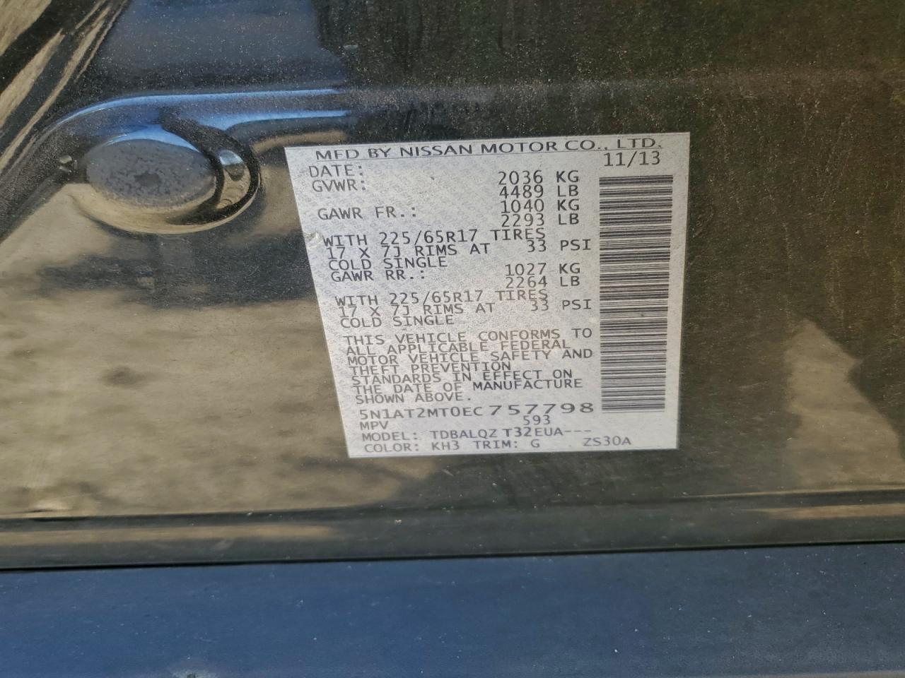 2014 Nissan Rogue S VIN: 5N1AT2MT0EC757798 Lot: 94490155