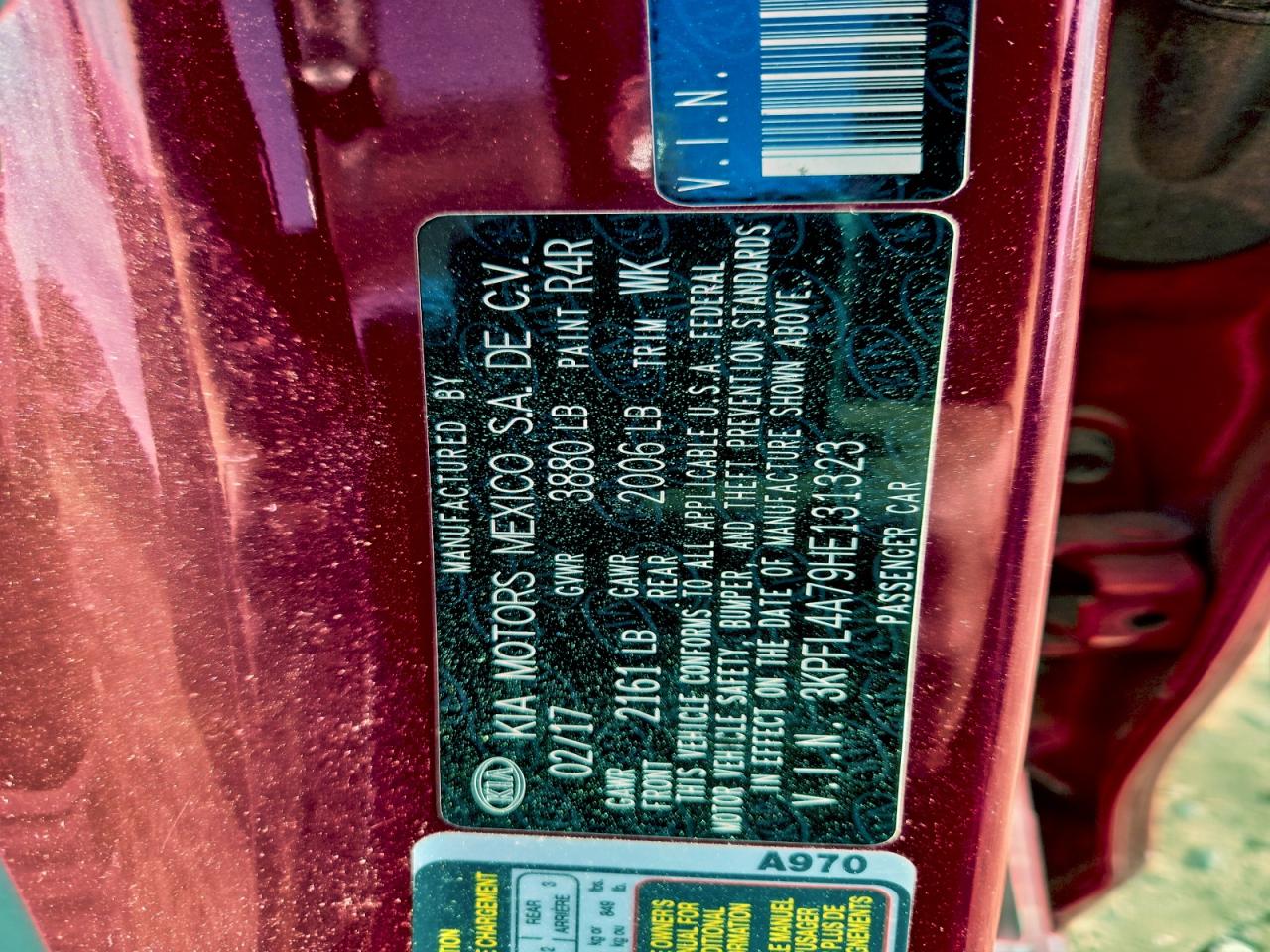 2017 Kia Forte Lx VIN: 3KPFL4A79HE131323 Lot: 93838835