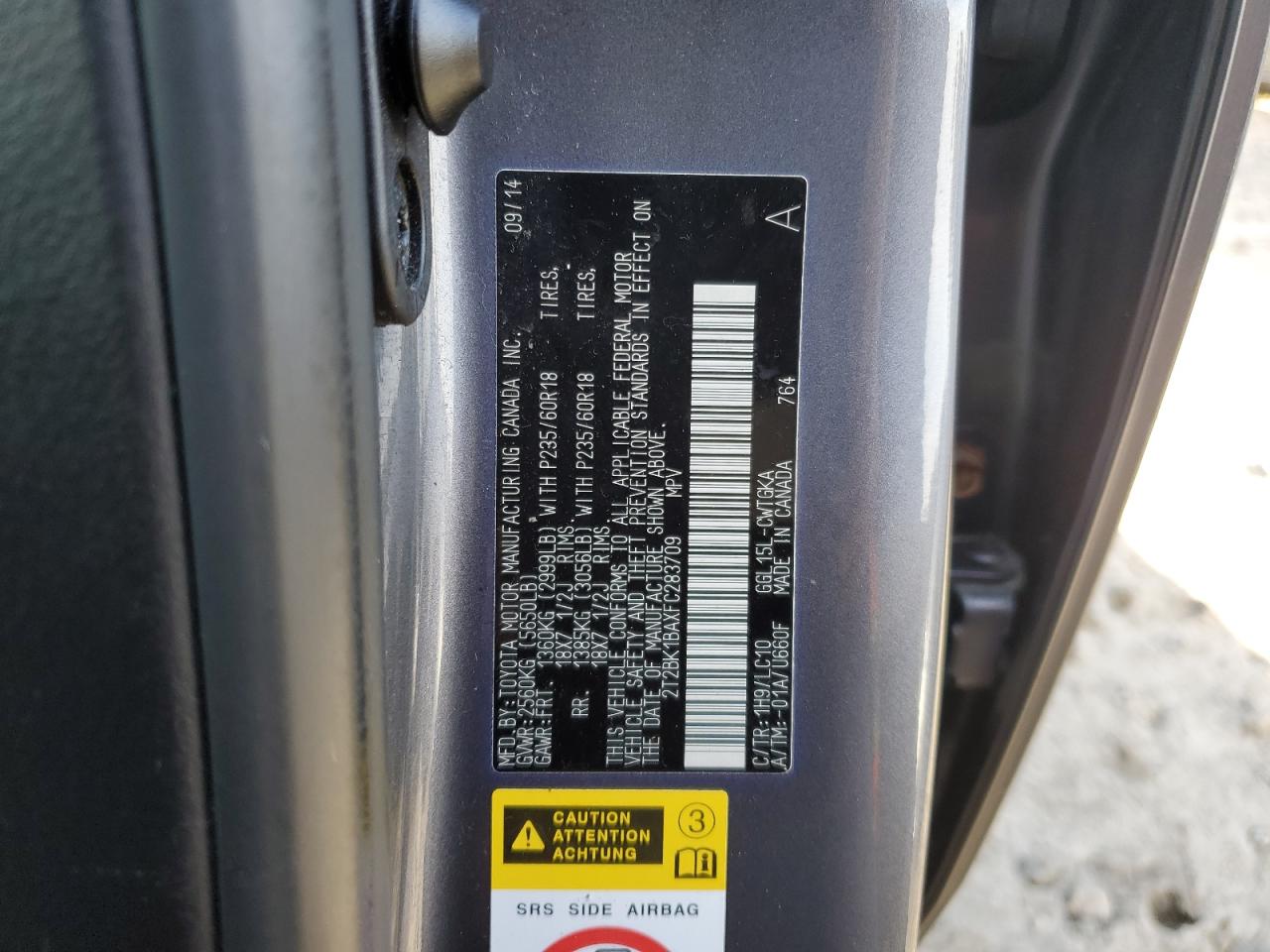 2015 Lexus Rx 350 Base VIN: 2T2BK1BAXFC283709 Lot: 93650635