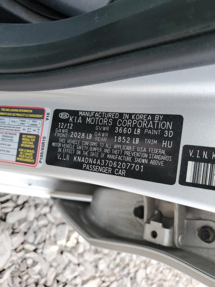 2013 Kia Rio Ex VIN: KNADN4A37D6207701 Lot: 90786095