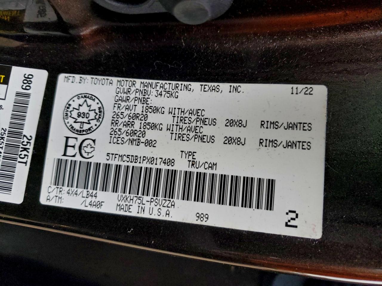 2023 Toyota Tundra Crewmax Platinum VIN: 5TFMC5DB1PX017408 Lot: 92630655