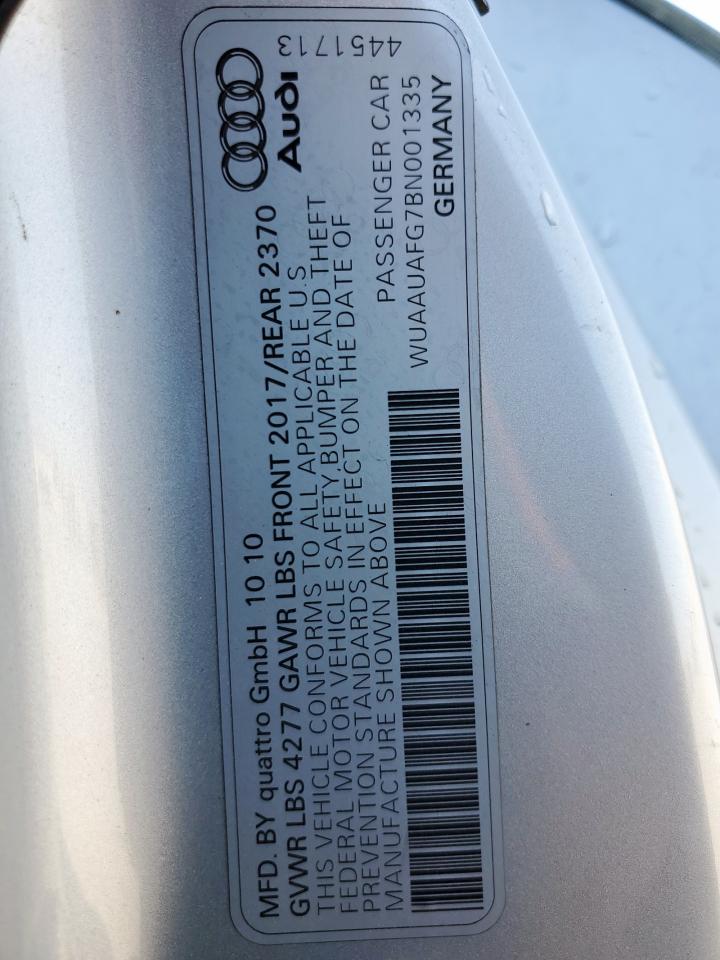 2011 Audi R8 4.2 Quattro VIN: WUAAUAFG7BN001335 Lot: 91852345