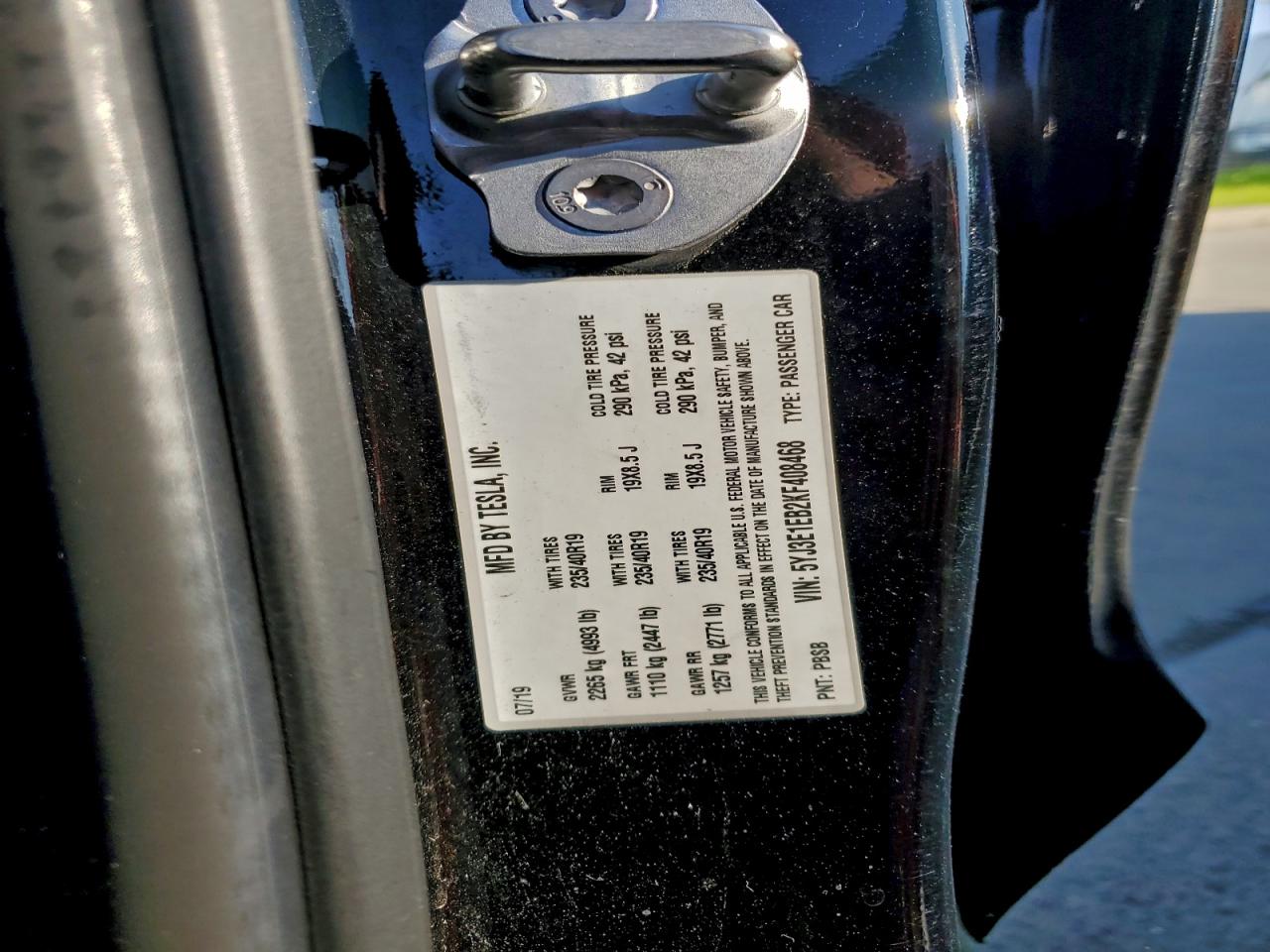 2019 Tesla Model 3 VIN: 5YJ3E1EB2KF408468 Lot: 94190395