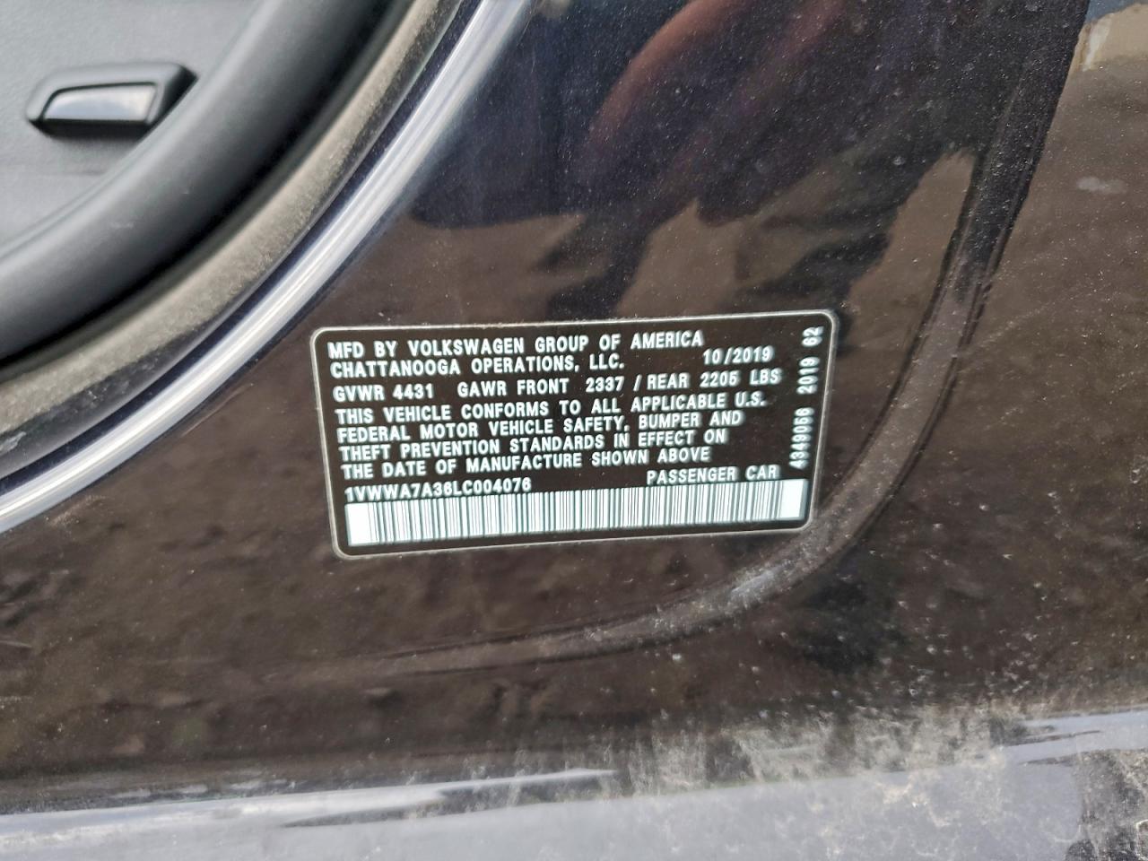 2020 Volkswagen Passat Se VIN: 1VWWA7A36LC004076 Lot: 93617895