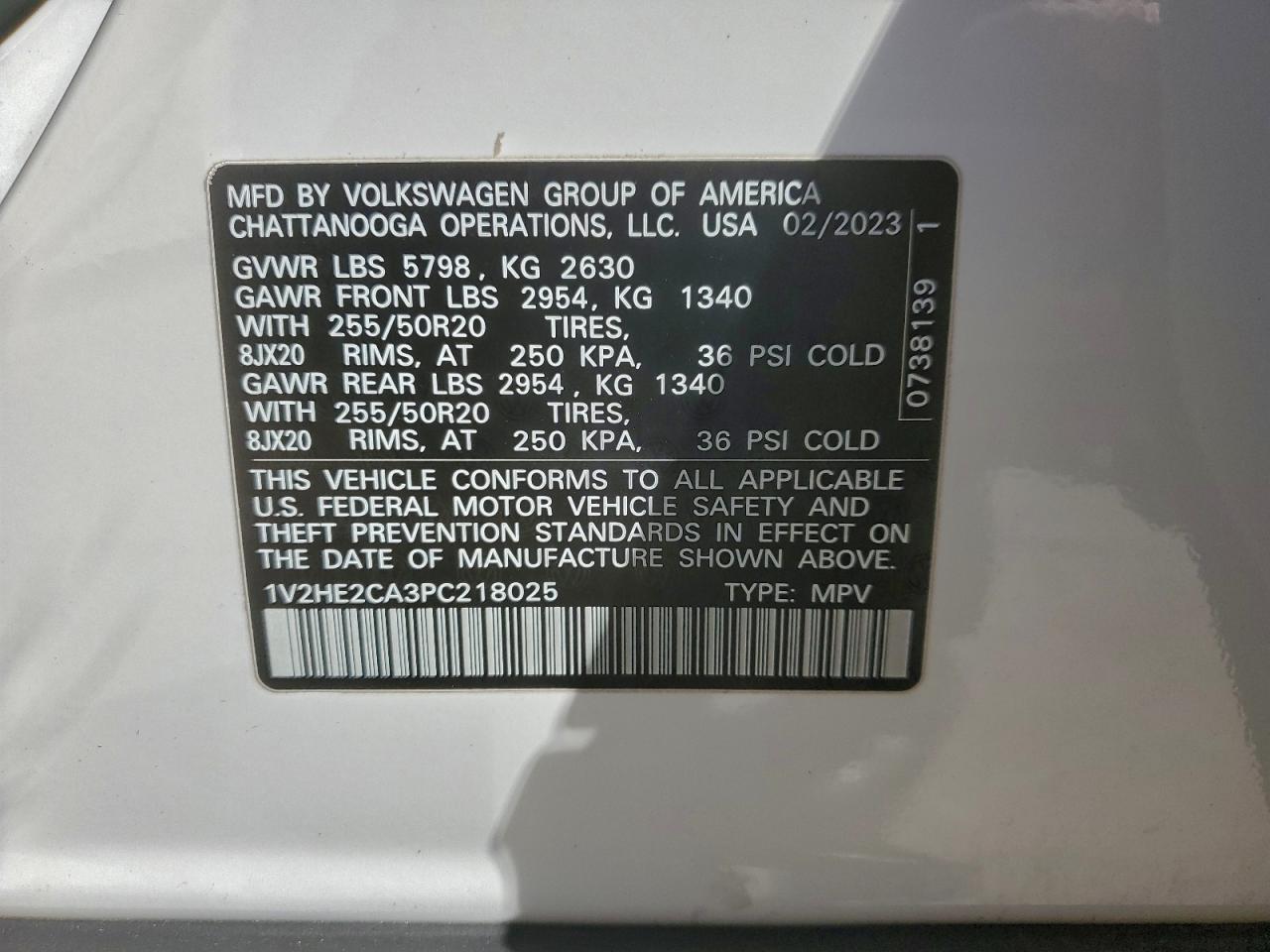 2023 Volkswagen Atlas Cross Sport Se VIN: 1V2HE2CA3PC218025 Lot: 91031505