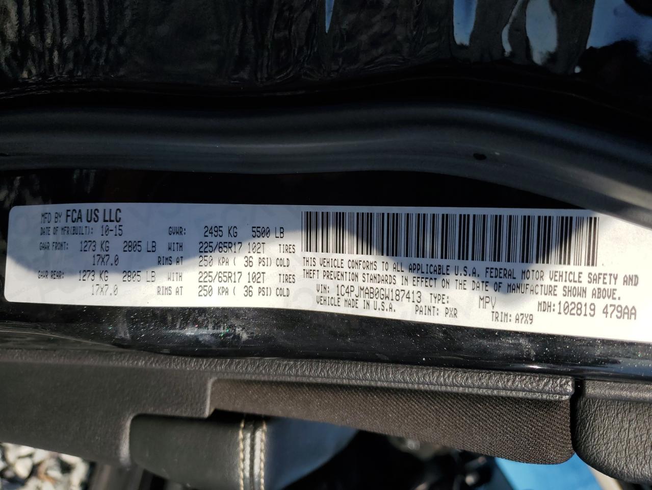 2016 Jeep Cherokee Sport VIN: 1C4PJMAB0GW187413 Lot: 92830035