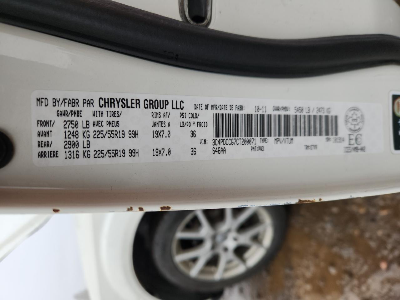 2012 Dodge Journey Sxt VIN: 3C4PDCCG7CT200071 Lot: 92100045