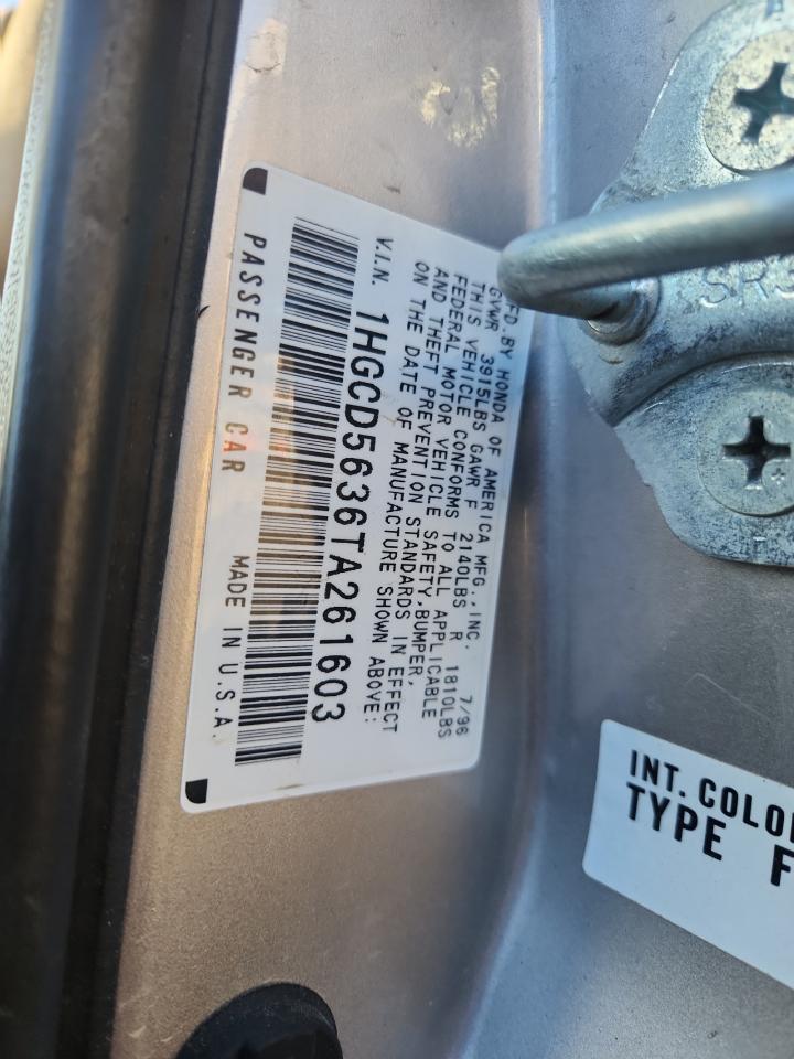 1996 Honda Accord Lx VIN: 1HGCD5636TA261603 Lot: 93087465