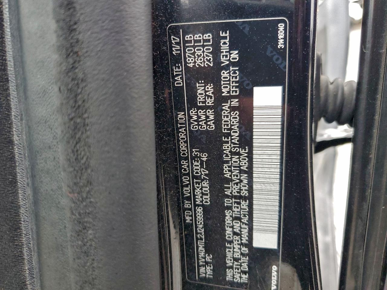 2018 Volvo S60 Dynamic VIN: YV140MTL2J2459996 Lot: 92276455