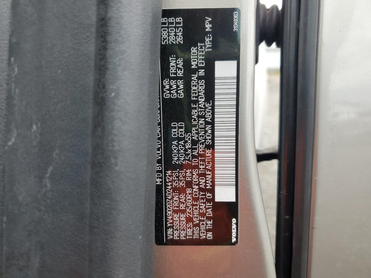 2013 Volvo Xc60 T6 VIN: YV4902DZ4D2441214 Lot: 93069795