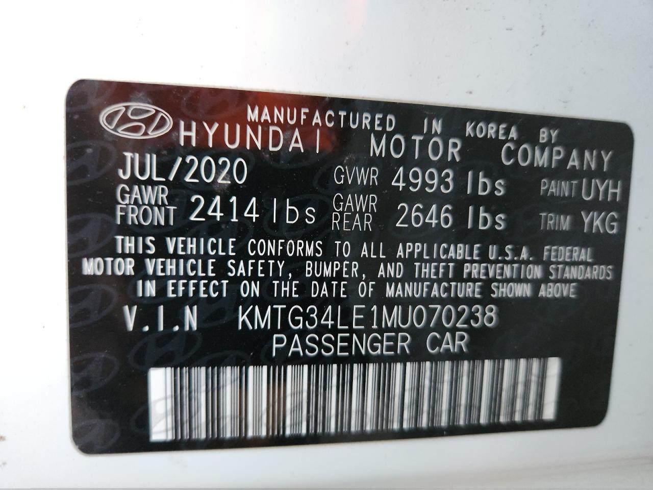 2021 Genesis G70 Prestige VIN: KMTG34LE1MU070238 Lot: 92198945