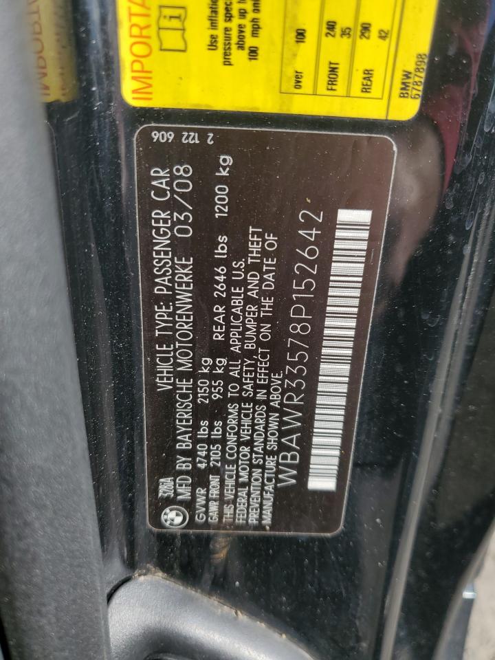 2008 BMW 328 I Sulev VIN: WBAWR33578P152642 Lot: 91720855