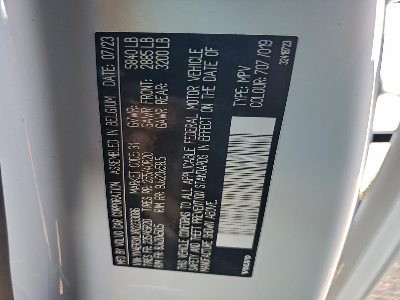 2024 Volvo Xc40 Recharge Plus VIN: YV4ER3XLXR2233086 Lot: 93996635