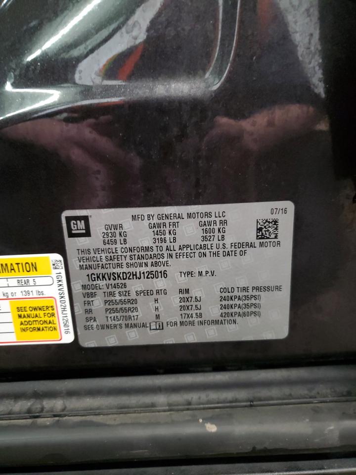 2017 GMC Acadia Limited Slt-2 VIN: 1GKKVSKD2HJ125016 Lot: 92594015