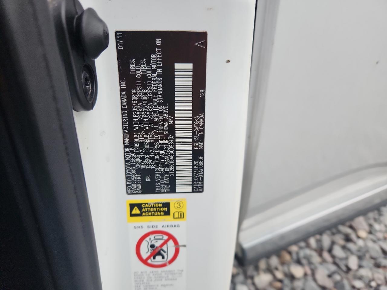 2011 Lexus Rx 350 VIN: 2T2BK1BA6BC098437 Lot: 93622935