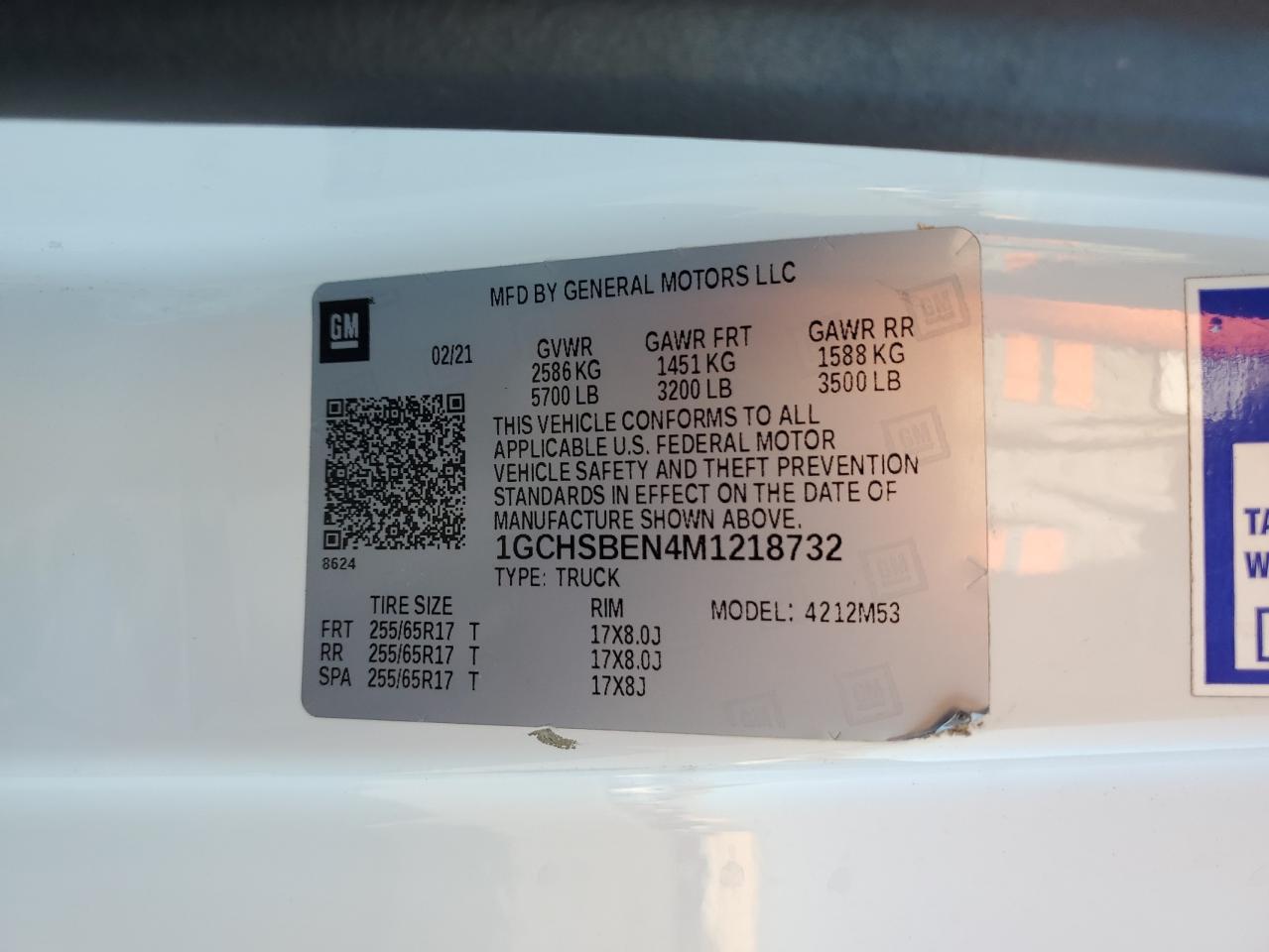 2021 Chevrolet Colorado VIN: 1GCHSBEN4M1218732 Lot: 91712605