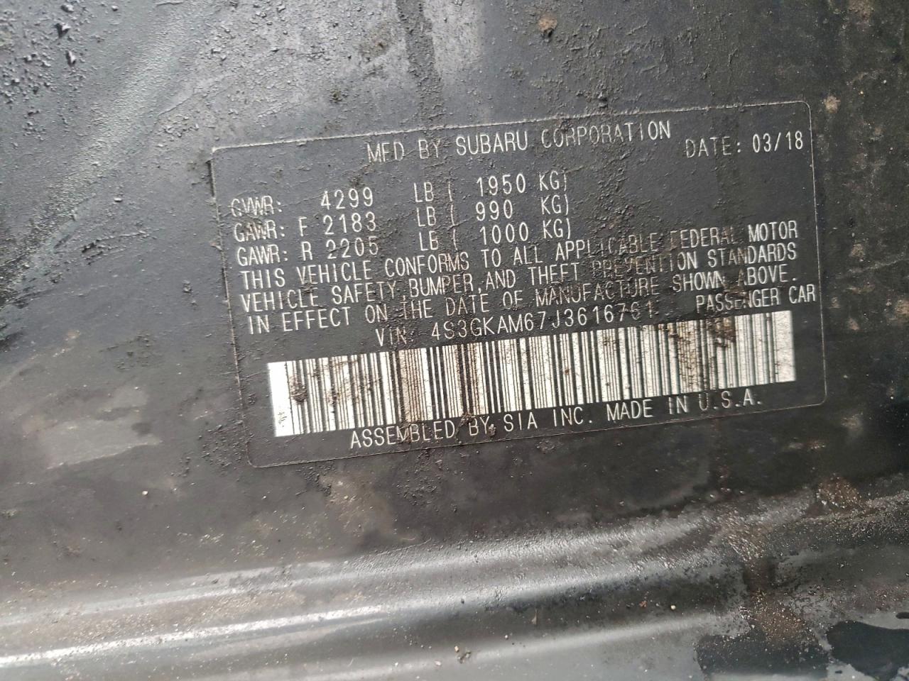 2018 Subaru Impreza Sport VIN: 4S3GKAM67J3616761 Lot: 93902655