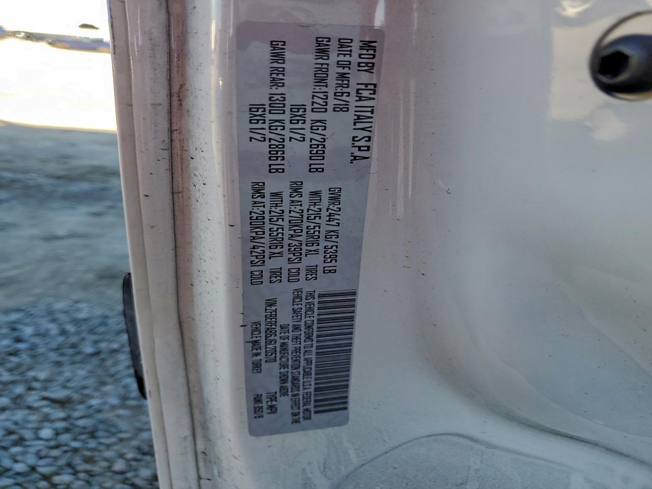 2018 Ram Promaster City VIN: ZFBERFAB6J6L20570 Lot: 94488465