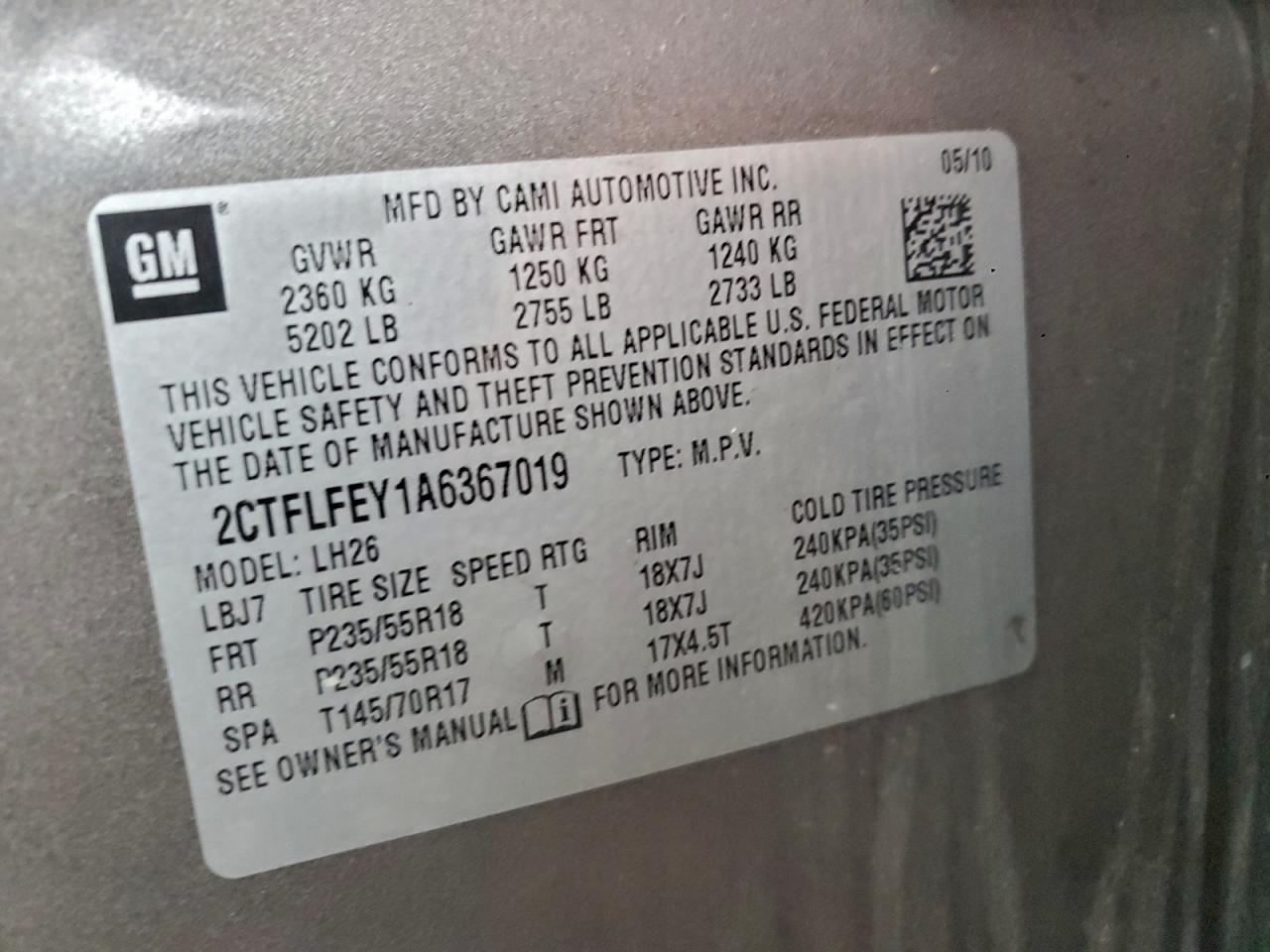 2010 GMC Terrain Slt VIN: 2CTFLFEY1A6367019 Lot: 93497465