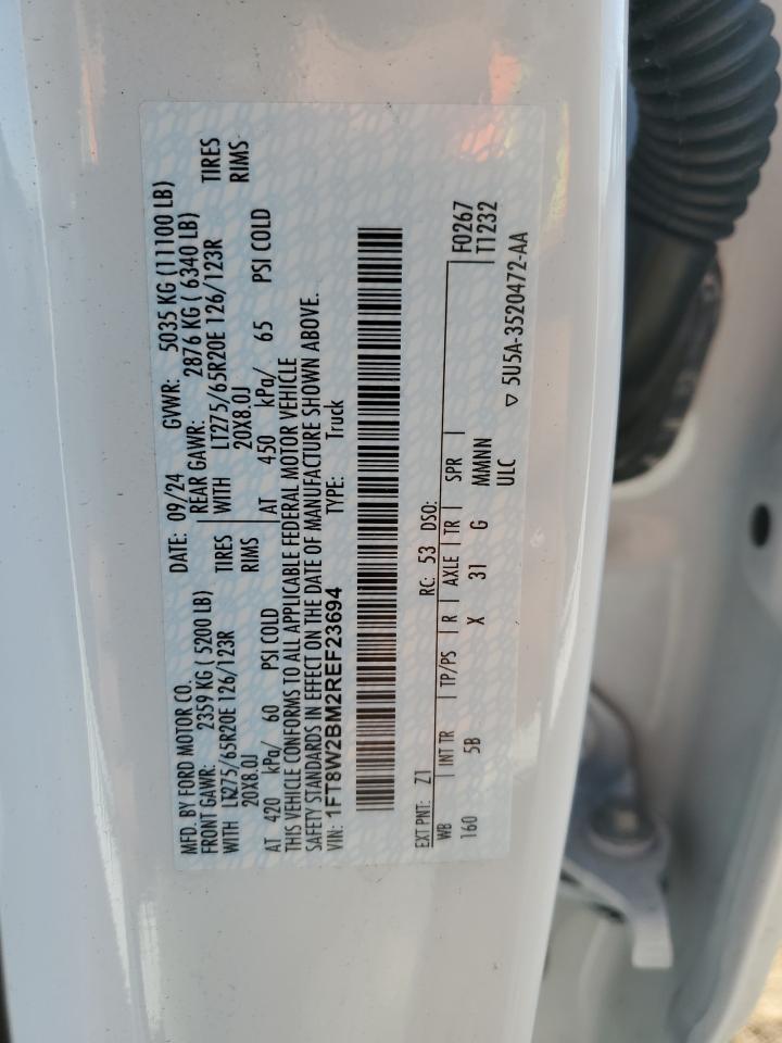 2024 Ford F250 Super Duty VIN: 1FT8W2BM2REF23694 Lot: 91469235